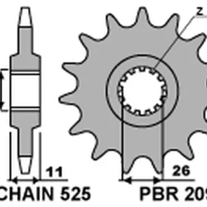 Přímo Od Výrobce PBR řetězové kolo přední 2091 14 18NC YAMAHA FZ8 '10-'15, MT 09 '14-'17, MT 07 '14-'17, TDM 900 '02-'13 (JTF1591.15) (ŁAŃC. 525) (MADE IN ITALY)